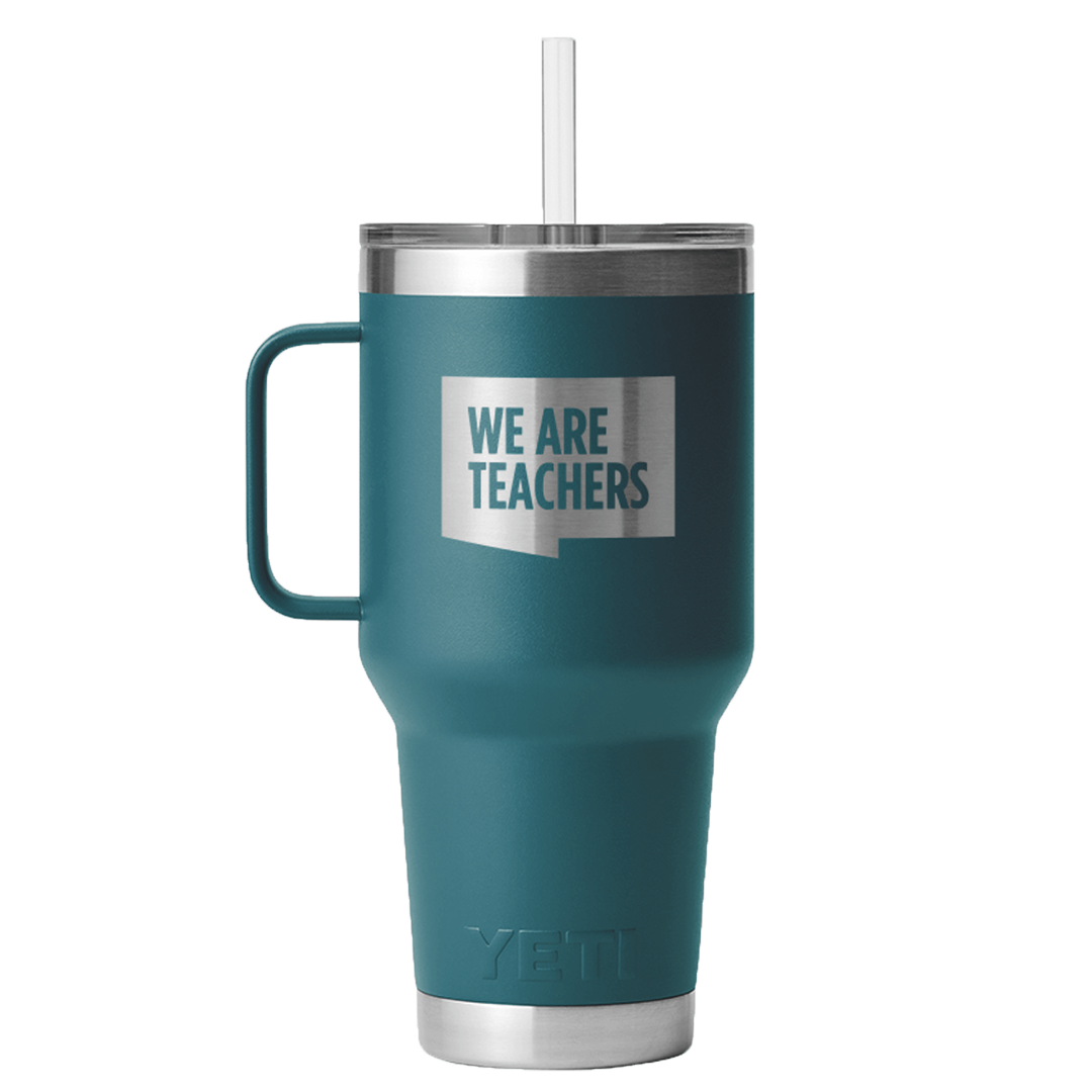 We Are Teachers teal Yeit cup