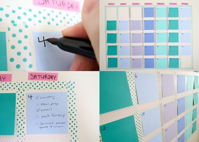 Washi Tape DIY Dry Erase Board  Diy dry erase board, Diy calendar