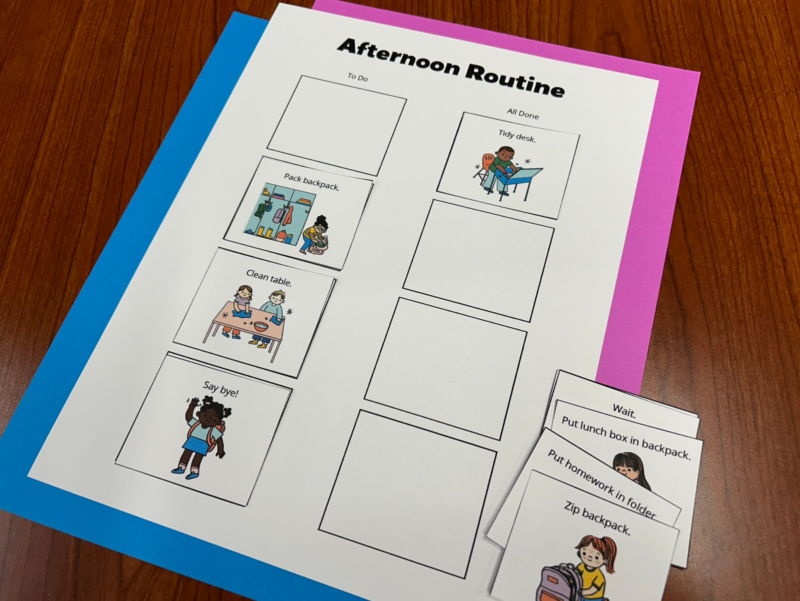 Printable afternoon visual schedule for students.