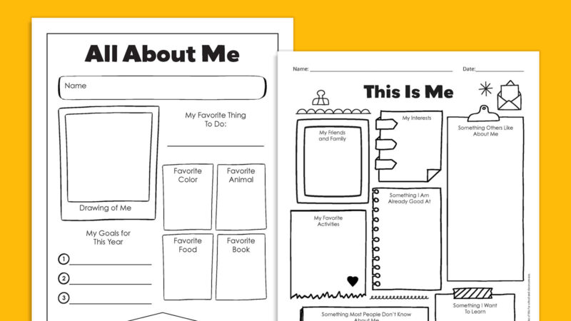 Flat lay of elementary worksheets