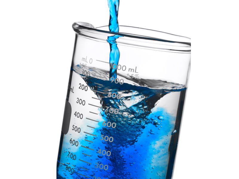 beaker with blue liquid