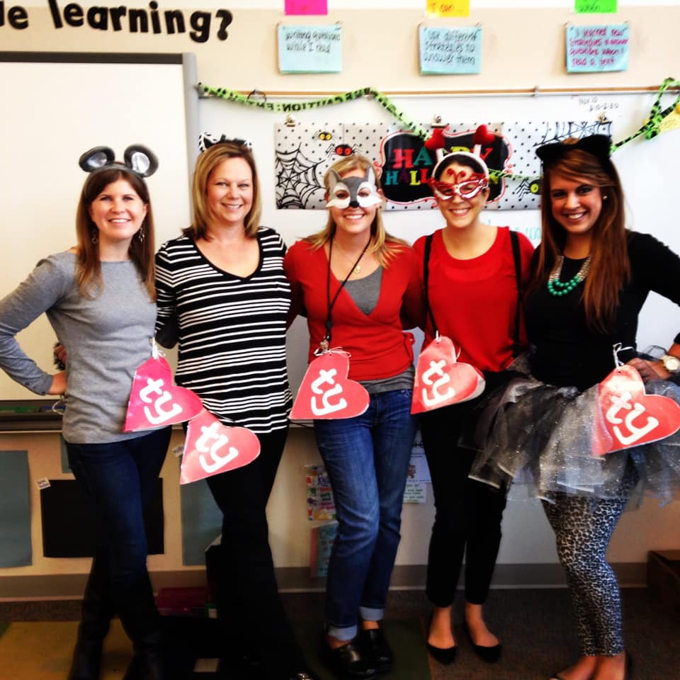 Group of teachers dressed as Beanie Babies