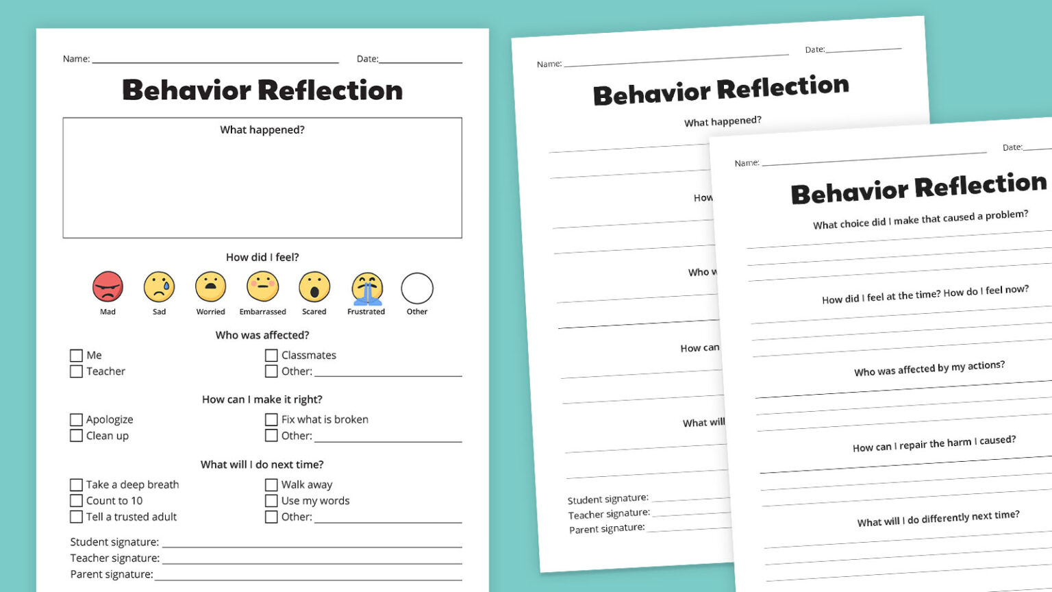 Need Behavior Reflection Sheets? Grab Our Free Bundle