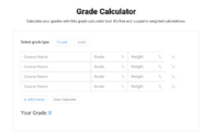 Grade Calculator List For Teachers And Students