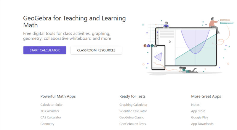 GeoGebra websites for teaching and learning graphing