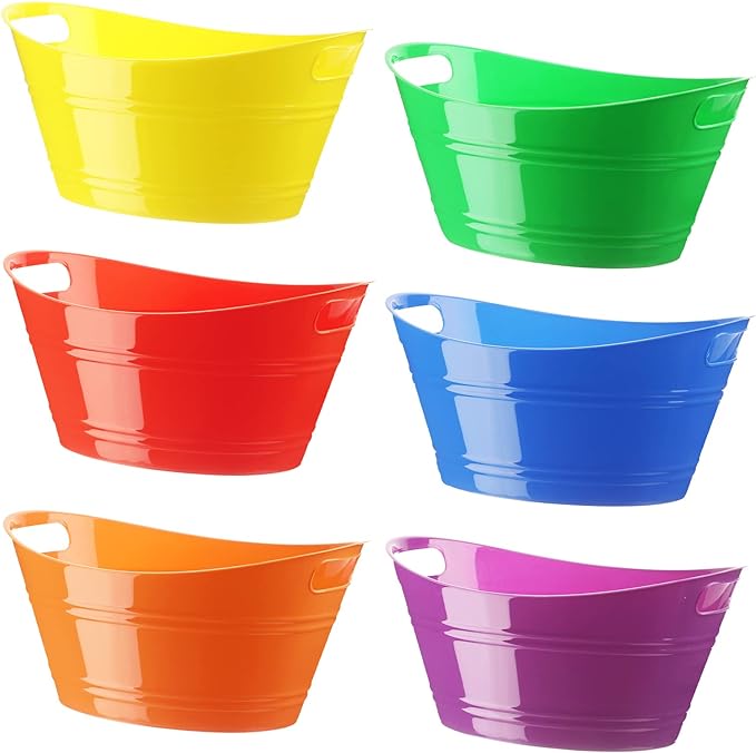 bins in rainbow colors 