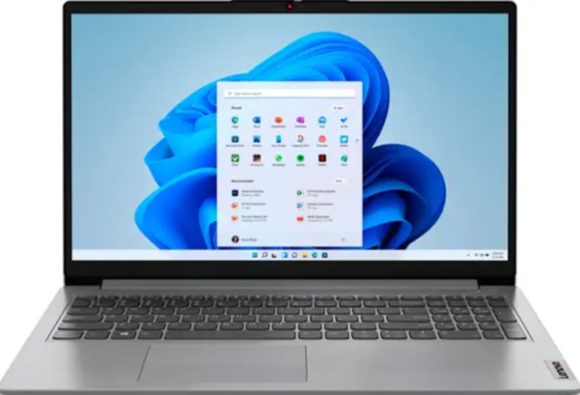 Lenovo Ideapad Laptop open to show its homescreen