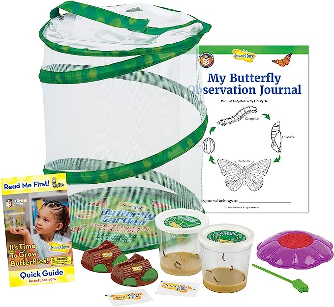 Butterfly life cycle classroom kit with net enclosure, food, and more