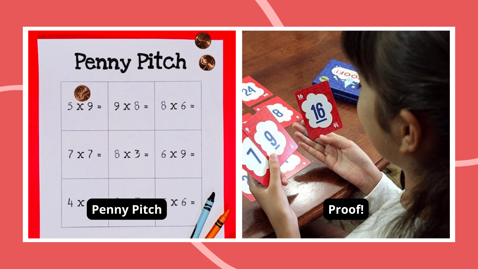 Examples of classroom games including Penny Pitch and Proof!