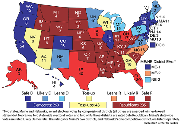 united states map with information about election