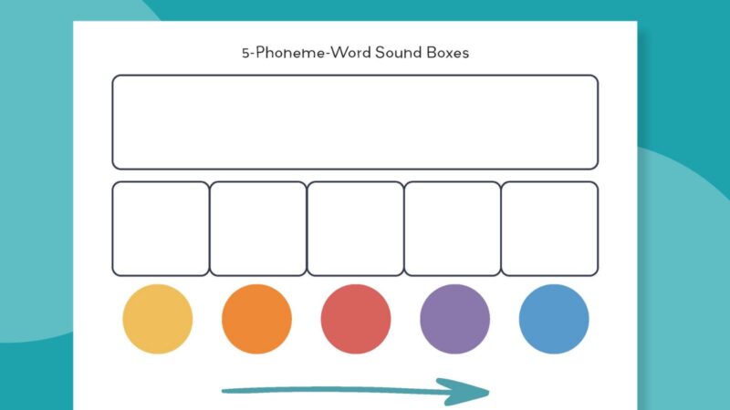 5 phoneme Elkonin sound box printable.