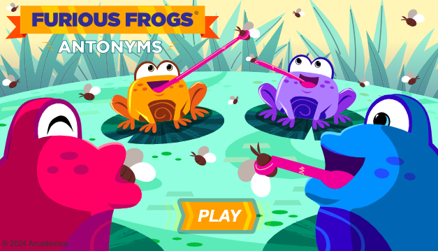 Screen of online game featuring colorful cartoon frogs 