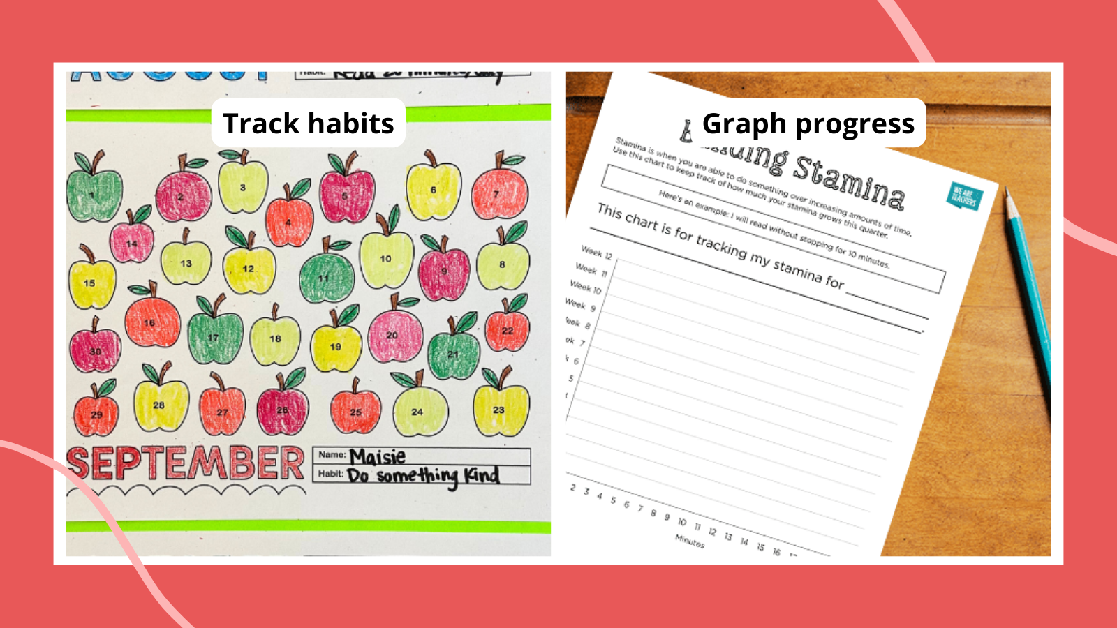 habit tracker and goal setting graphing worksheet