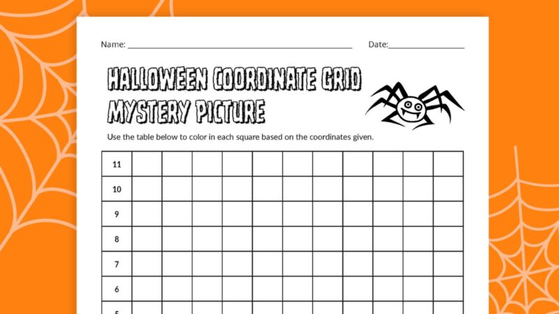 Flat lay of Halloween Coordinate Grid