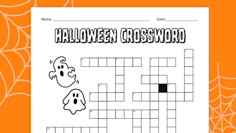 Flay lay of Halloween Crossword