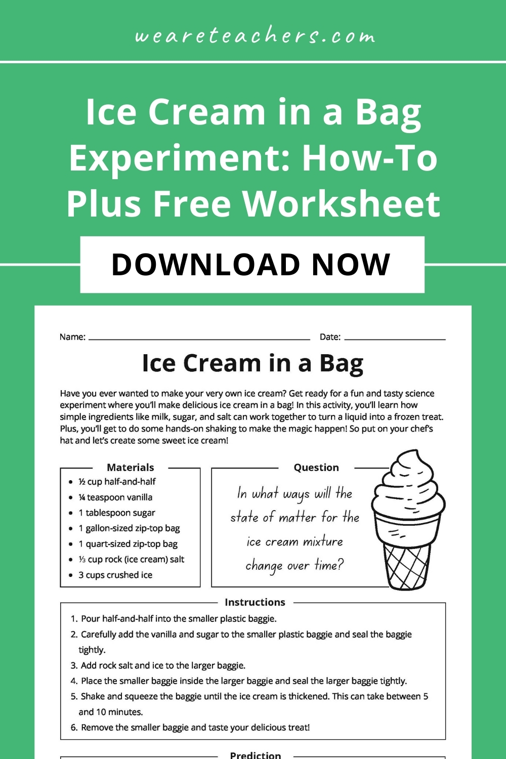 Check out our fun Ice Cream in a Bag Experiment to make delicious and minimal-ingredient ice cream lickety-split!