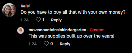 Comment on TikTok about school supplies hack