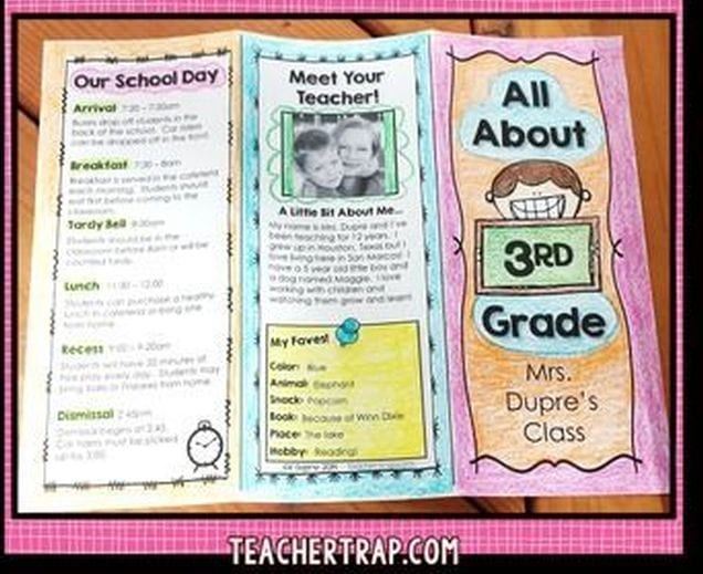 Brochure entitled "all about 3rd grade" as an example of ways to introduce yourself to students