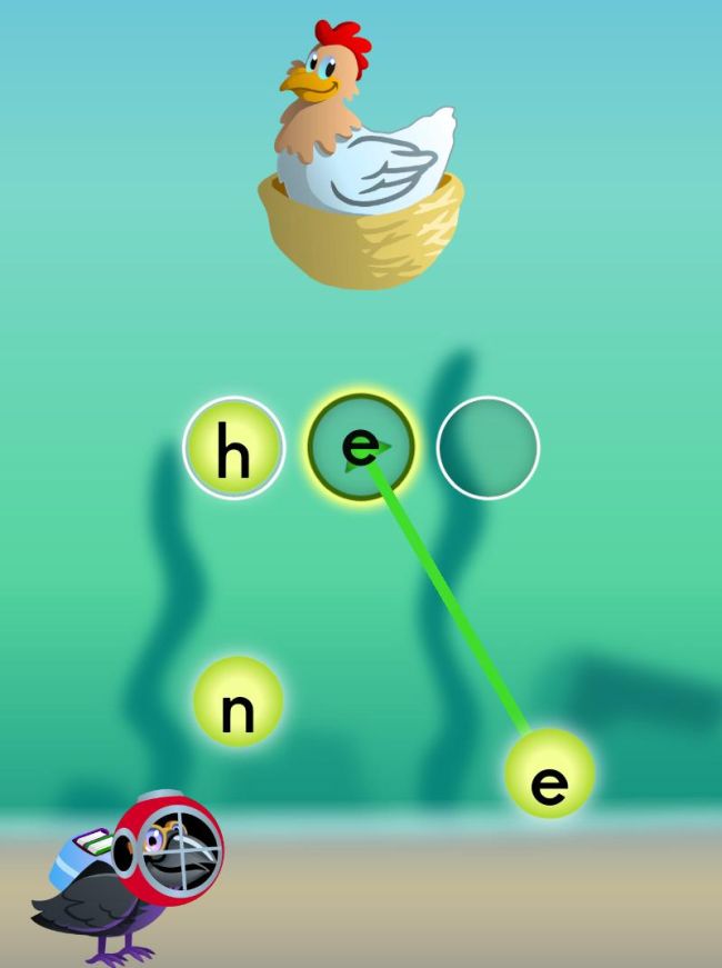 Screenshot from Reading Raven iPad game for kids
