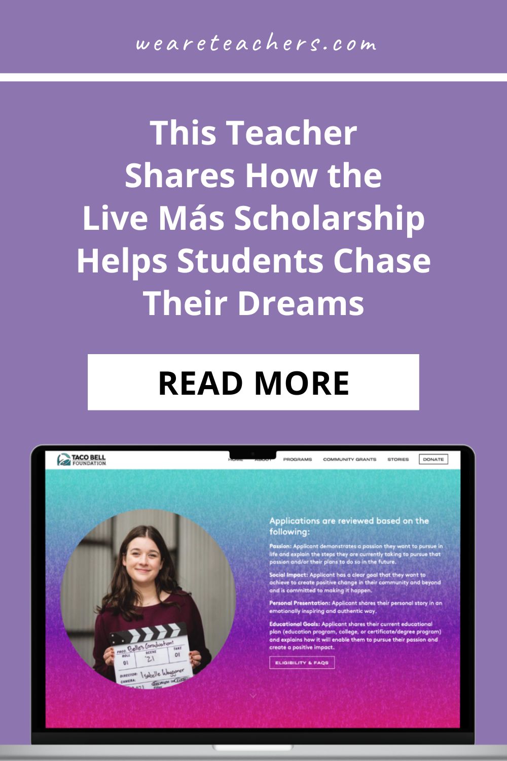 The Live Más Scholarship is one of this teacher's top recommendations for her students. Plus, she's a former recipient.