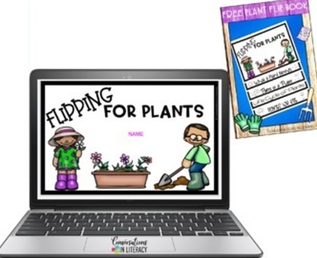 Digital plant life cycle flipbook screenshot with printed version of book too