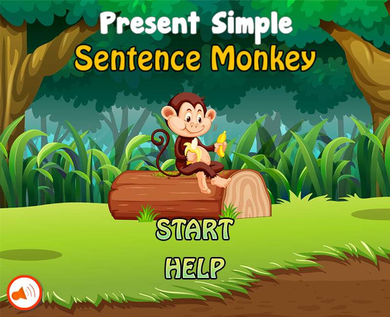 Screenshot of an online grammar game called sentence monkey