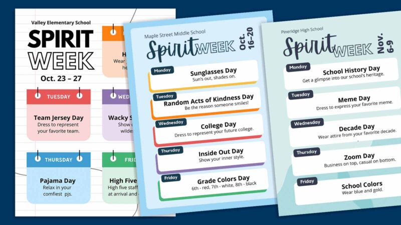 110  School Spirit Week Ideas Activities and Theme Days