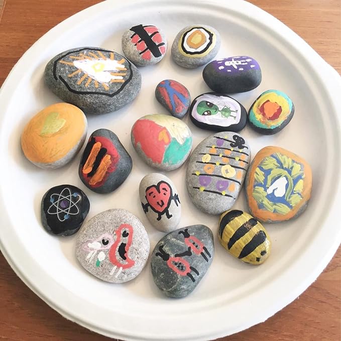 plate filled with stones that students can paint for third grade reading comprehension activity 