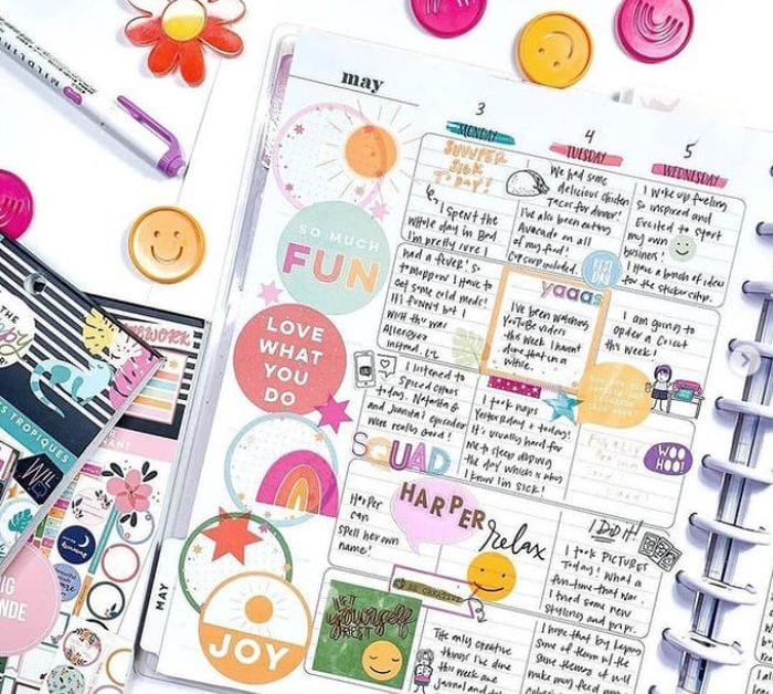 Weekly layout of colorful planner pages from The Happy Planner (Teacher Planners)