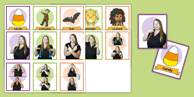 Twinkl ASL Halloween printable cards