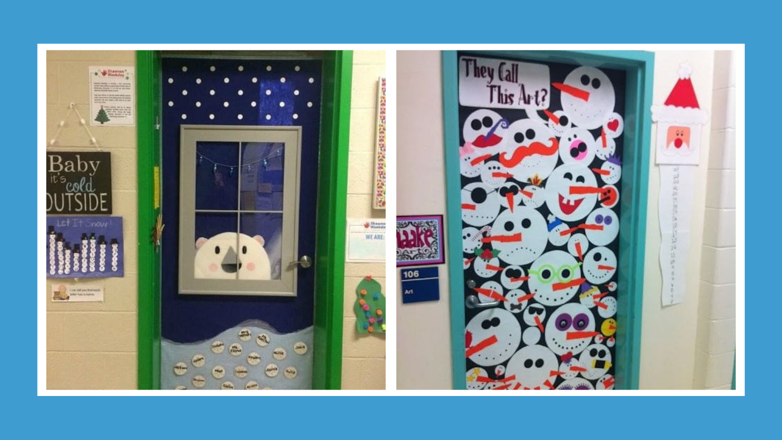 Eye-catching we are unique at snowflakes classroom door decor.  Winter  classroom door, Door decorations classroom, Classroom decor